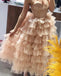 Shiny A-Line Sweetheart Tulle Tea Length Princess Prom Dress UQP0229