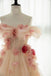 A Line Off the Shoulder Prom Dress with Flowers, Charming Tulle Party Gown UQP0227