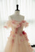 A Line Off the Shoulder Prom Dress with Flowers, Charming Tulle Party Gown UQP0227