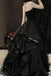 Puffy Strapless Long Prom Dress, Black Sparkly Tulle Formal Gown UQP0343