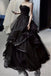 Puffy Strapless Long Prom Dress, Black Sparkly Tulle Formal Gown UQP0343