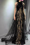 Black Sleeveless Sequined Long Prom Dress with Ruffles, Mermaid Party Gown UQP0312