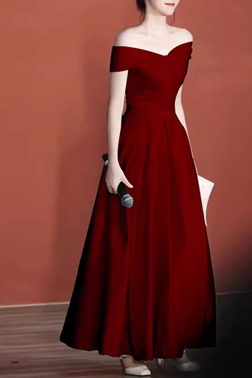 Ivory Off the Shoulder Long Prom Dress with Lace Up Back, A Line Formal Gown UQP0314