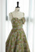 Green Spaghetti Straps Floral Long Prom Dress, Print A Line Party Gown UQP0223