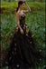 A Line Black Tulle Prom Dress with Flowers Puffy Quinceanera Dresses UQP0226