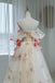 A Line Off the Shoulder Prom Dress with Flowers, Charming Tulle Party Gown UQP0227