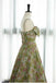 Green Spaghetti Straps Floral Long Prom Dress, Print A Line Party Gown UQP0223