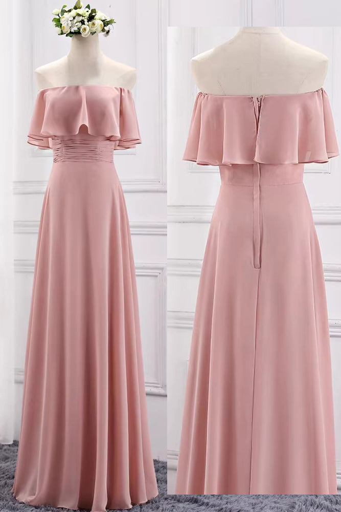 A Line New Style Chiffon Bridesmaid Dress, Pink Multiple Styles Long D –  Uniquedresss