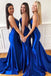 Royal Blue Spaghetti Straps Mermaid Long Bridesmaid Dress, Backless Prom Gown UQB0034