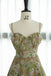 Green Spaghetti Straps Floral Long Prom Dress, Print A Line Party Gown UQP0223