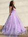 Lilac Spaghetti Strap Sparkly Prom Dress Long, Shiny Long Evening Dress UQP0009