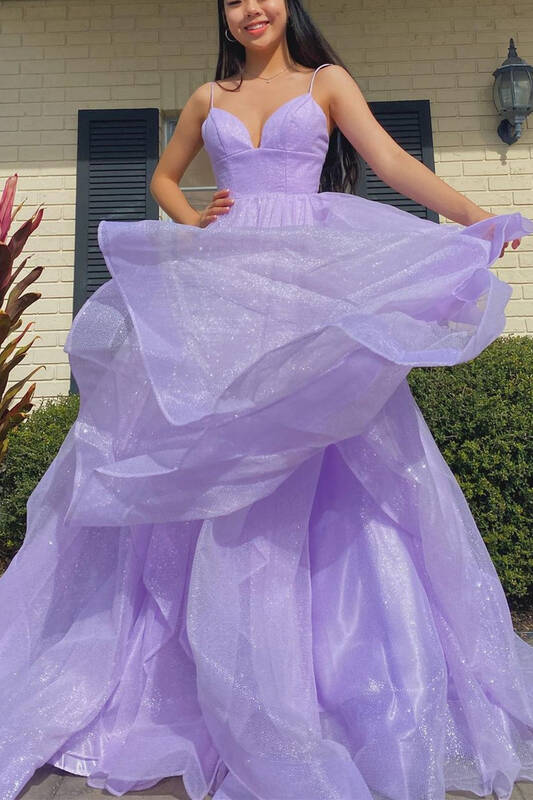 Princess Lavender Tiered Spaghetti Straps Long Prom Dress UQP0033 Uniquedresss Princess Lavender Tiered Spaghetti Straps Long Prom Dress UQP0033 Uniquedresss