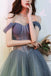 A Line Off the Shoulder Tulle Prom Dress, Sparkly Long Evening Gown UQP0191