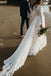 A Line V Neck Long Sleeves Lace Beach Wedding Dress, Bridal Gown UQW0076