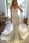 Chapel Train Sweetheart Mermaid Lace Appliques Chiffon Wedding Dress UQ1764