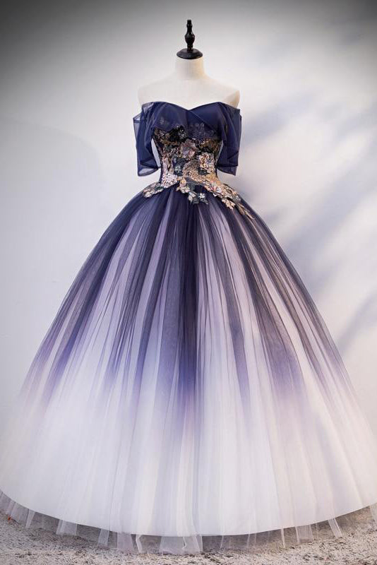 Ombre Ball Gown Prom Dress Quinceanera Dress with Delicate Gold Appliq Uniquedresss Ombre Ball Gown Prom Dress Quinceanera Dress with Delicate Gold Appliq Uniquedresss