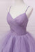 Princess Lavender Sparkly Spaghetti Straps Long Prom Dress Floor Length Evening Gown UQP0188