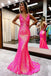 Lavender V Neck Mermaid Prom Dress, Sparkly Sequined Long Evening Gown UQP0206