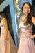 Sparkly Spaghetti Straps Two Piece Pink Prom Dress Long Formal Gown UQP0109