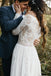 A Line V Neck Long Sleeves Lace Beach Wedding Dress, Bridal Gown UQW0076