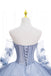 Blue Long Sleeves Tulle Prom Dress with Flowers, Puffy Off the Shoulder Quinceanera Dress UQP0192
