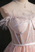 A-Line Pink Sweetheart Tulle Short Prom Dress Homecoming Dress With Feather UQH0079