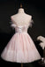 A-Line Pink Sweetheart Tulle Short Prom Dress Homecoming Dress With Feather UQH0079