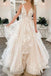 Gorgeous Ivory V Neck Layers Lace Applique Tulle Bridal Wedding Dress UQW0034