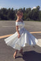 Ivory Off the Shoulder Ankle Length Satin Prom Dress, A Line Homecoming Dress UQH0052