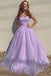 Lilac Spaghetti Strap Sparkly Prom Dress Long, Shiny Long Evening Dress UQP0009