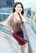 Ombre Homecoming Dress, Sheath V Neck Sparkly Short Party Dresses UQH0017
