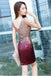 Ombre Homecoming Dress, Sheath V Neck Sparkly Short Party Dresses UQH0017