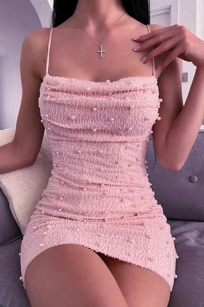 Sheath Spaghetti Straps Homecoming Dress With Pearls, Short Prom Dress UQH0189Sheath Spaghetti Straps Homecoming Dress With Pearls, Short Prom Dress UQH0189