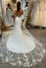 Mermaid Satin Spaghetti Straps Beach Wedding Dress With Lace, Long Bridal Gown UQW0093