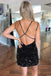 Cute Black Sequins V Neck Backless Tight Homecoming Dresses UQH0184