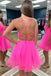 Hot Pink Criss Cross Back Straps A-Line Tulle Homecoming Dress UQH0182