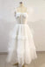 A Line Straps Corset Tulle Tea Length Prom Dress, Pink Homecoming Gown UQH0237