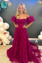 A-line Strapless Long Prom Dress with Detachable Sleeves, New Tulle Party Gown UQP0290