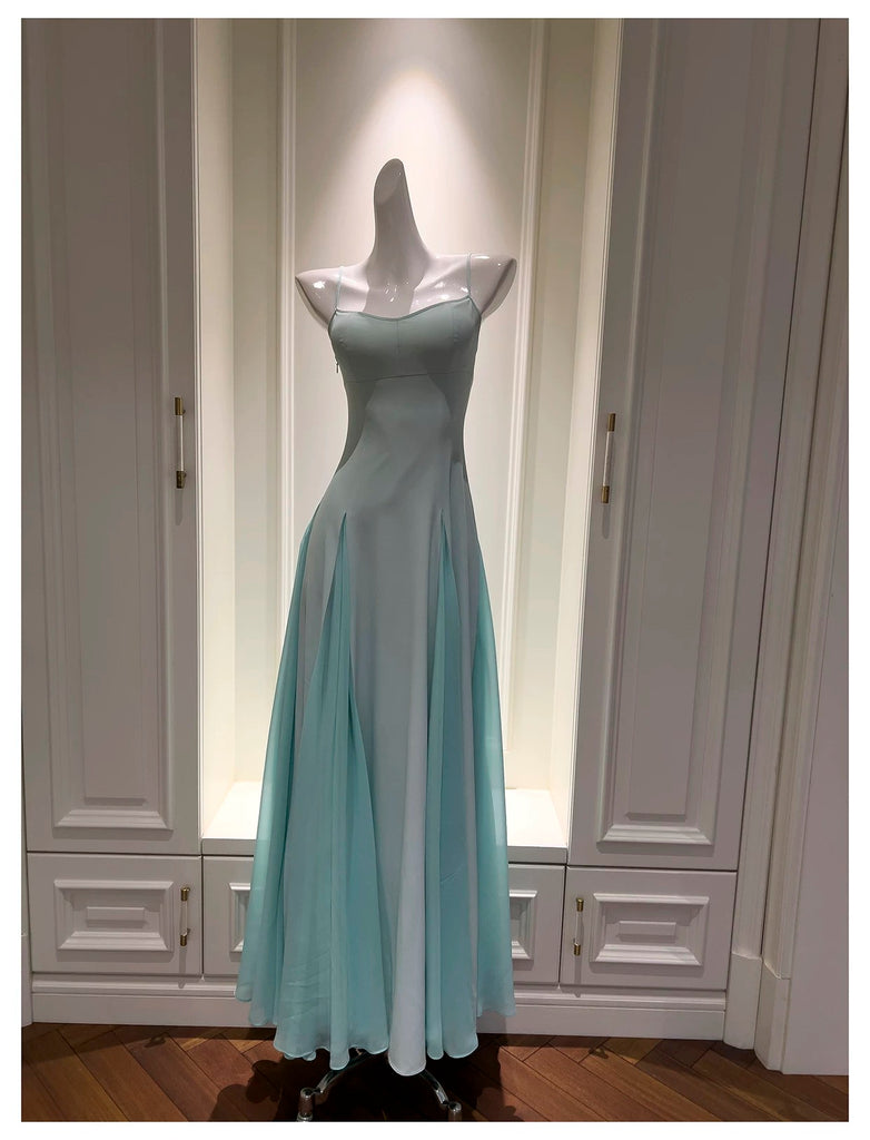 Tiffany Blue Spaghetti Straps Long Prom Dress, Simple New Style Party Gown UQP0372