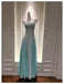 Tiffany Blue Spaghetti Straps Long Prom Dress, Simple New Style Party Gown UQP0372