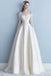 A Line Off the Shoulder Long Sleeves Satin Wedding Dress with Lace Long Bridal Gown UQW0092