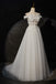 A Line Off the Shoulder Tulle Long Beach Wedding Dress with Flowers UQW0116