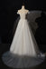 A Line Off the Shoulder Tulle Long Beach Wedding Dress with Flowers UQW0116