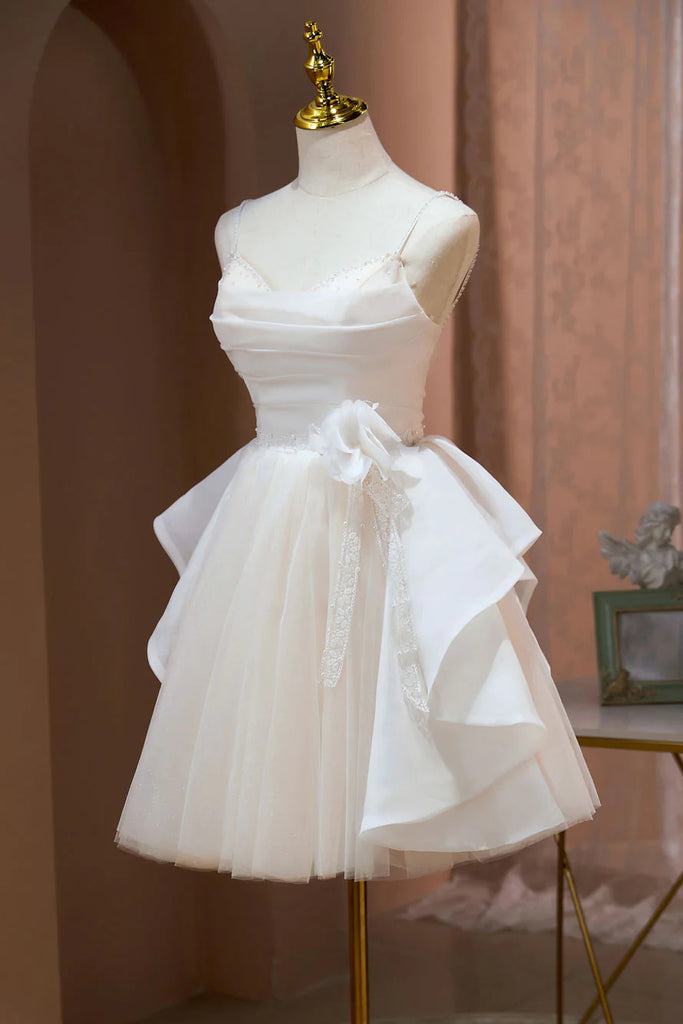 A Line Spaghetti Straps Short Prom Dresses, Cute Puffy Homecoming Gown Uniquedresss A Line Spaghetti Straps Short Prom Dresses, Cute Puffy Homecoming Gown Uniquedresss