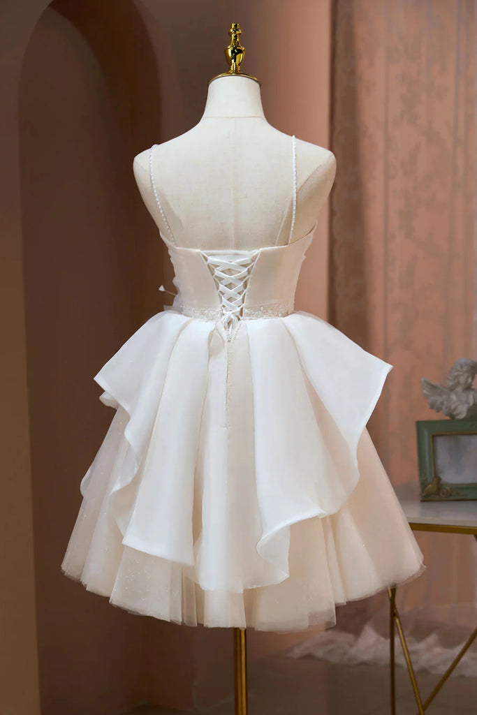 A Line Spaghetti Straps Short Prom Dresses, Cute Puffy Homecoming Gown Uniquedresss A Line Spaghetti Straps Short Prom Dresses, Cute Puffy Homecoming Gown Uniquedresss