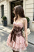A Line Tiered Lace Short Homecoming Gown with Sash, Princess Pink Sweet 16 Dress UQH0288