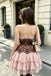 A Line Tiered Lace Short Homecoming Gown with Sash, Princess Pink Sweet 16 Dress UQH0288