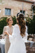 A Line 3/4 Sleeves Tiered Lace Wedding Dress with Train,  Long Bridal Gown UQW0110