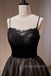 Black Spaghetti Straps Tulle Hoco Dress with Lace, A Line Short Homecoming Gown UQH0231