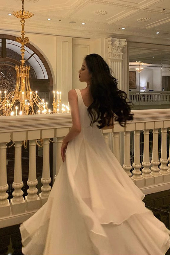 A Line Square Neck Prom Dress, Ankle Length Elegant Evening Gown UQP02 Uniquedresss A Line Square Neck Prom Dress, Ankle Length Elegant Evening Gown UQP02 Uniquedresss